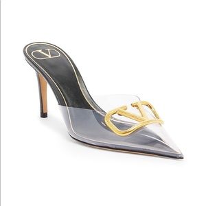 Valentino Garavani V Logo PVC Mules Transparent Size 38.5 BRAND NEW NEVER WORN